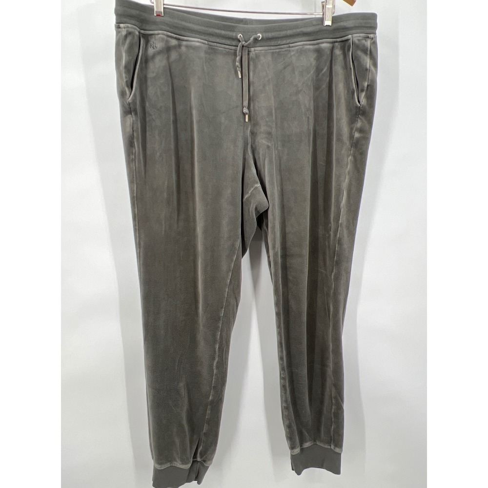 Lauren Ralph Lauren Gray Velour Joggers Womens XL Charcoal Sweatpants Loungewear